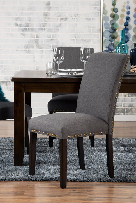 York Wing-Back Dining Chair with Linen-Look Fabric, Button Tufted - Grey