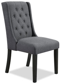 York Dining Chair with Linen-Look Fabric & Nailhead Trim - Grey 
