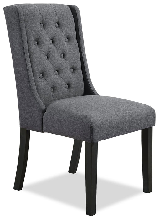 York Dining Chair with Linen-Look Fabric & Nailhead Trim - Grey