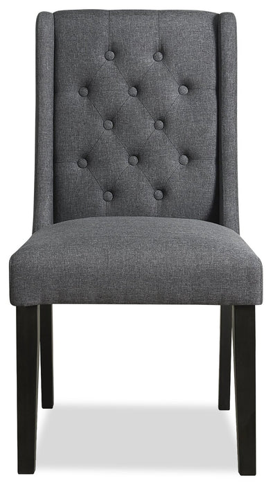 York Dining Chair with Linen-Look Fabric & Nailhead Trim - Grey