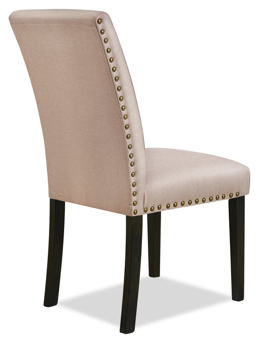 York Dining Chair with Linen-Look Fabric & Nailhead Trim - Taupe