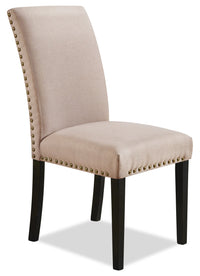 York Dining Chair with Linen-Look Fabric & Nailhead Trim - Taupe 