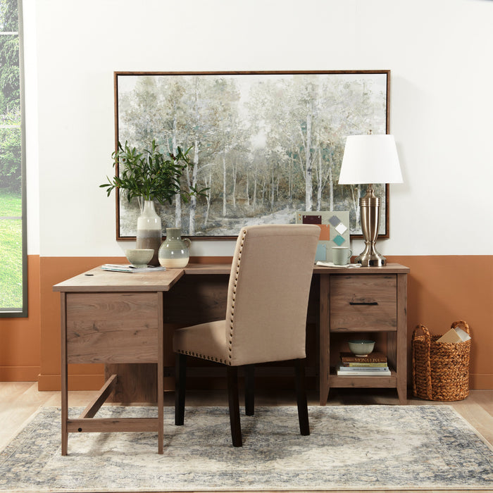 York Dining Chair with Linen-Look Fabric & Nailhead Trim - Taupe