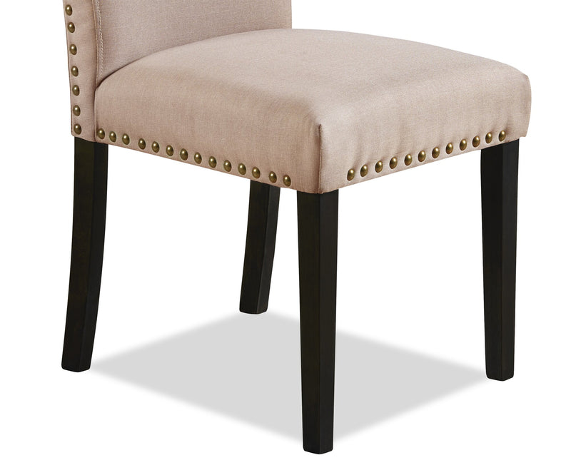 York Dining Chair with Linen-Look Fabric & Nailhead Trim - Taupe