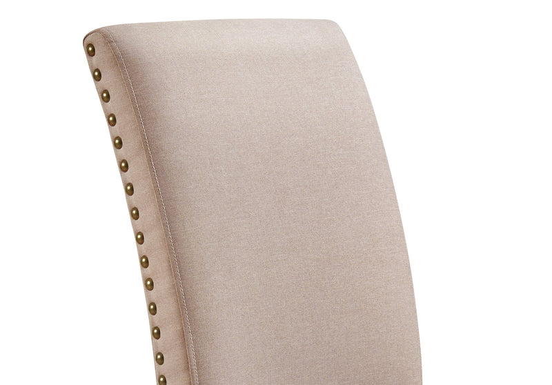 York Dining Chair with Linen-Look Fabric & Nailhead Trim - Taupe