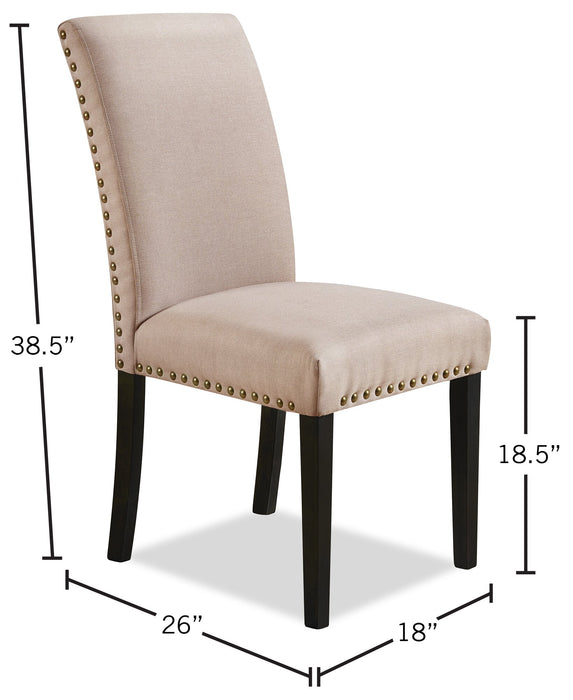York Dining Chair with Linen-Look Fabric & Nailhead Trim - Taupe