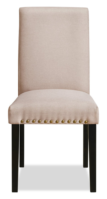 York Dining Chair with Linen-Look Fabric & Nailhead Trim - Taupe