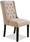 York Wing-Back Dining Chair with Linen-Look Fabric, Button Tufted - Taupe