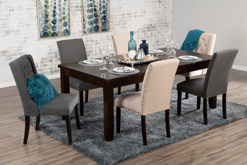 York Wing-Back Dining Chair with Linen-Look Fabric, Button Tufted - Taupe