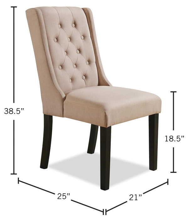York Wing-Back Dining Chair with Linen-Look Fabric, Button Tufted - Taupe