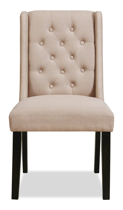 York Wing-Back Dining Chair with Linen-Look Fabric, Button Tufted - Taupe