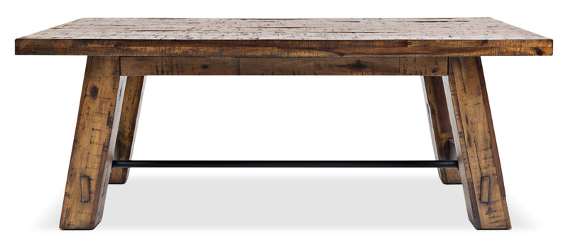 Galeveston 50\" Rustic Coffee Table with Casters - Brown Woodgrain Wood