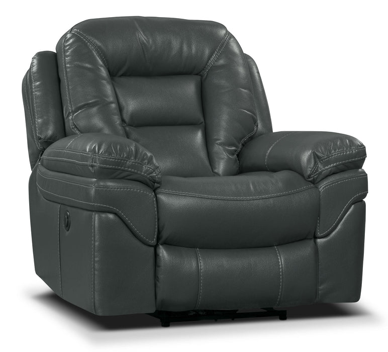 Leo 41\" Leather-Look Fabric Power Reclining Chair - Grey