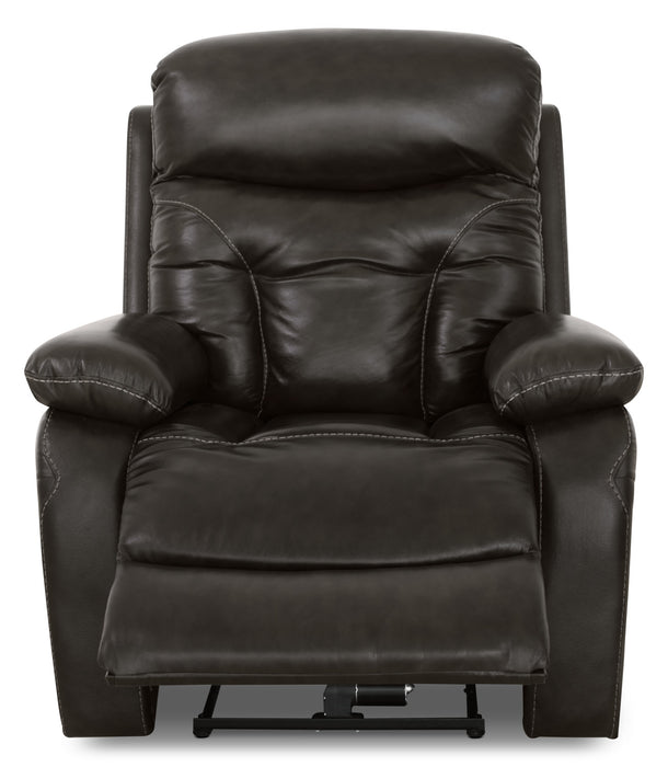 Hayes 38\" Genuine Leather Power Reclining Chair with Adjustable Headrest - Steel Grey