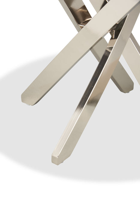 Zila 24\" Modern Round Glass Top End Table - Silver with Stainless Steel Base