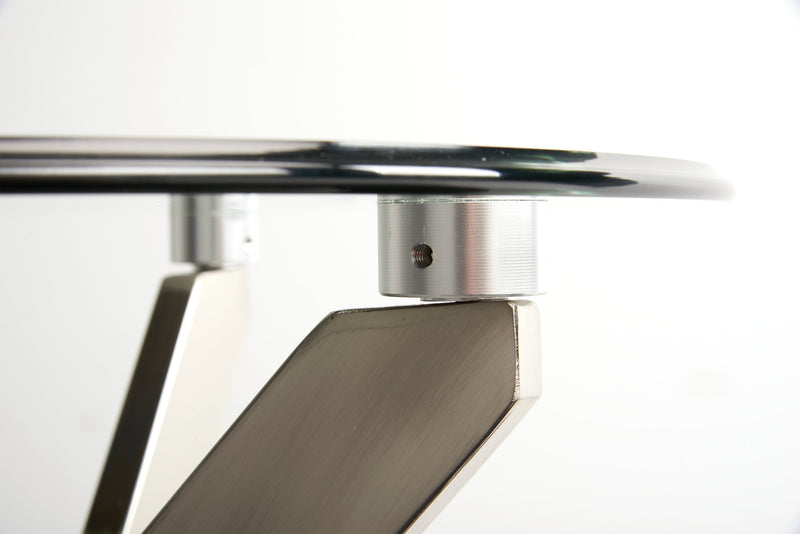 Zila 24\" Modern Round Glass Top End Table - Silver with Stainless Steel Base